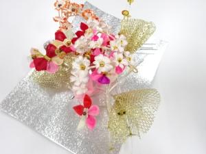 アンティーク　つまみ細工　びらびら髪飾りセット